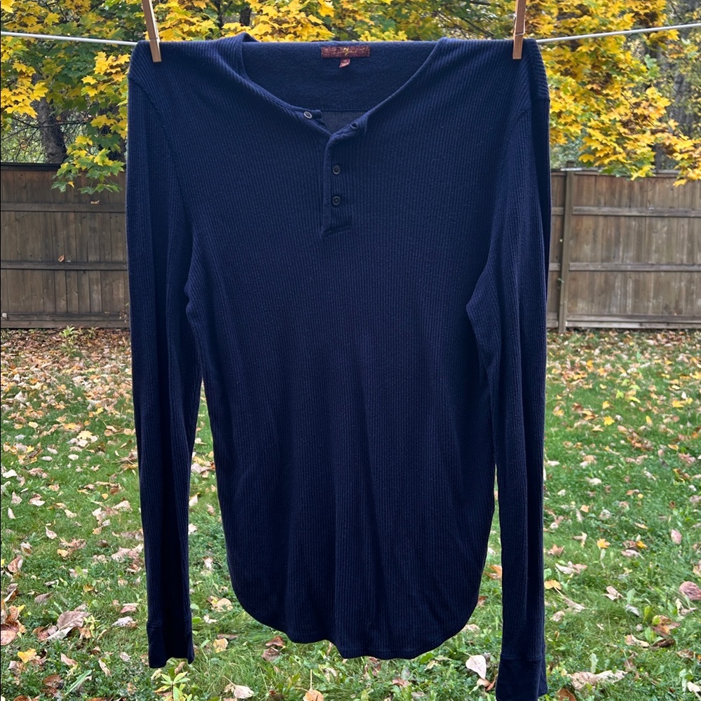 Navy Long Sleeve Henley Shirt